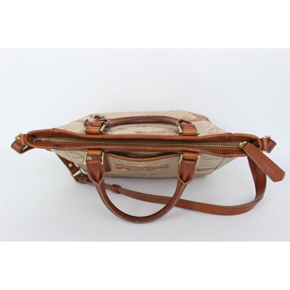 Brahmin Copa Cabana Embossed Leather Satchel Tan Brown Vintage Tote - Picture 5 of 13